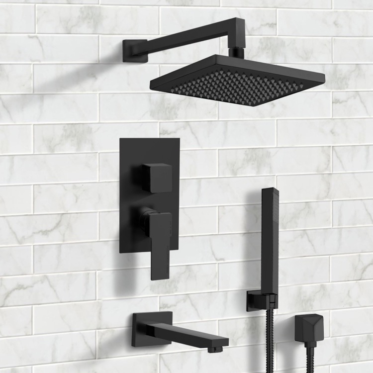 Tub and Shower Faucet, Remer TSH33, Matte Black Tub and Shower System with 8